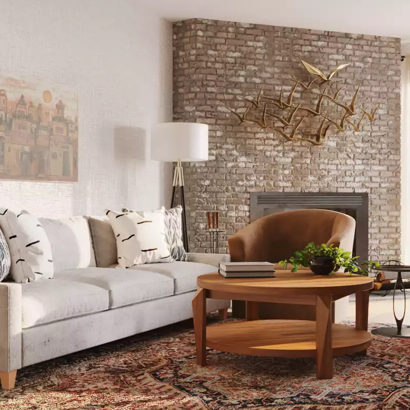 Rustic, Southwest Inspired, Scandinavian Living Room Design by Havenly Interior Designer Vye