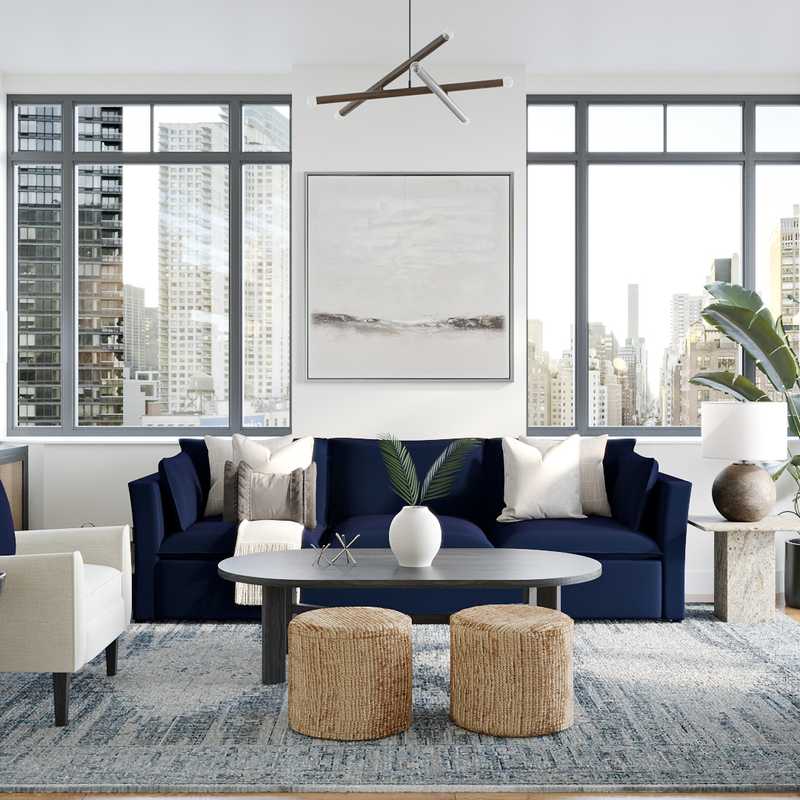 Classic, Bohemian, Midcentury Modern Living Room Design by Havenly Interior Designer Havenly