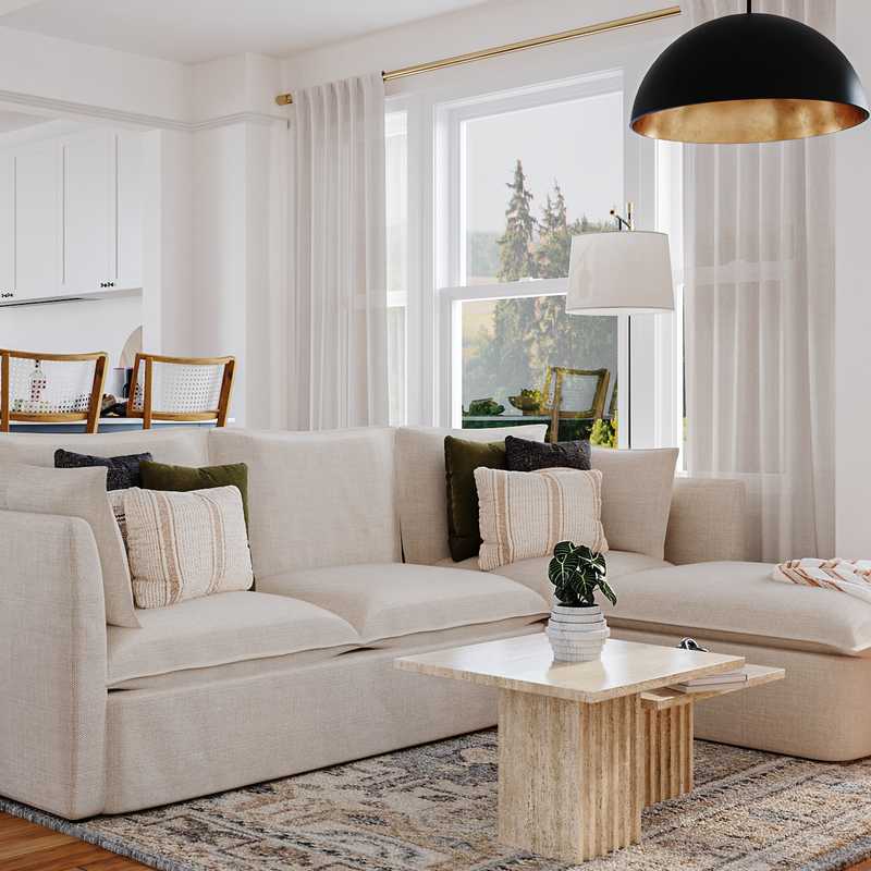 Modern, Bohemian, Coastal, Minimal Living Room Design by Havenly Interior Designer Monica