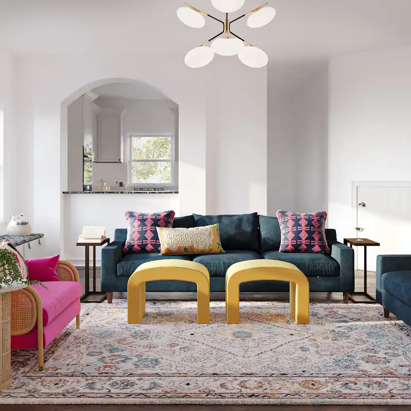 Eclectic, Bohemian, Midcentury Modern Living Room Design by Havenly Interior Designer Marisa