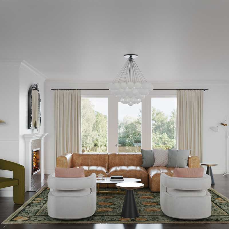 Modern, Classic, Bohemian, Glam, Traditional, Transitional, Vintage Living Room Design by Havenly Interior Designer Liz