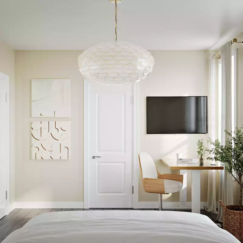 Bohemian, Coastal, Glam, Minimal, Scandinavian Bedroom Design by Havenly Interior Designer Tara