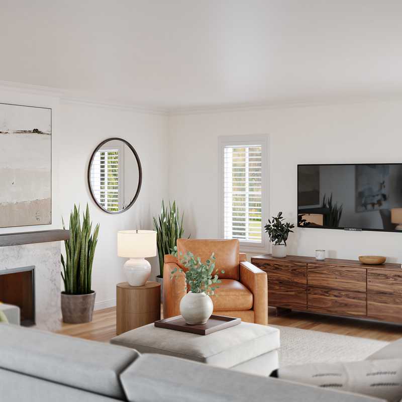 Bohemian, Coastal, Farmhouse, Transitional, Midcentury Modern, Scandinavian Living Room Design by Havenly Interior Designer Tara