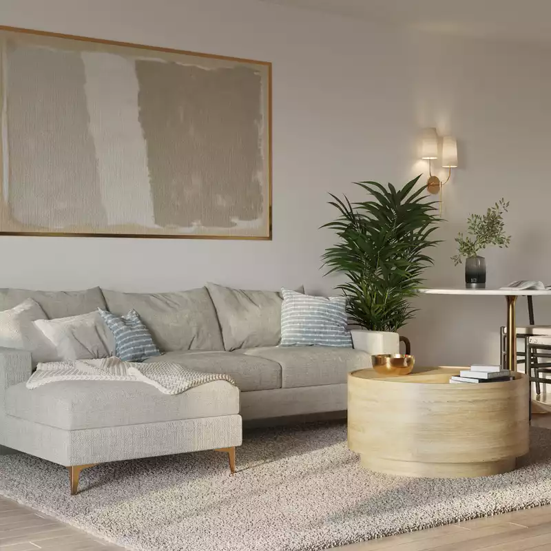 Bohemian, Coastal, Transitional, Scandinavian Living Room Design by Havenly Interior Designer Tara