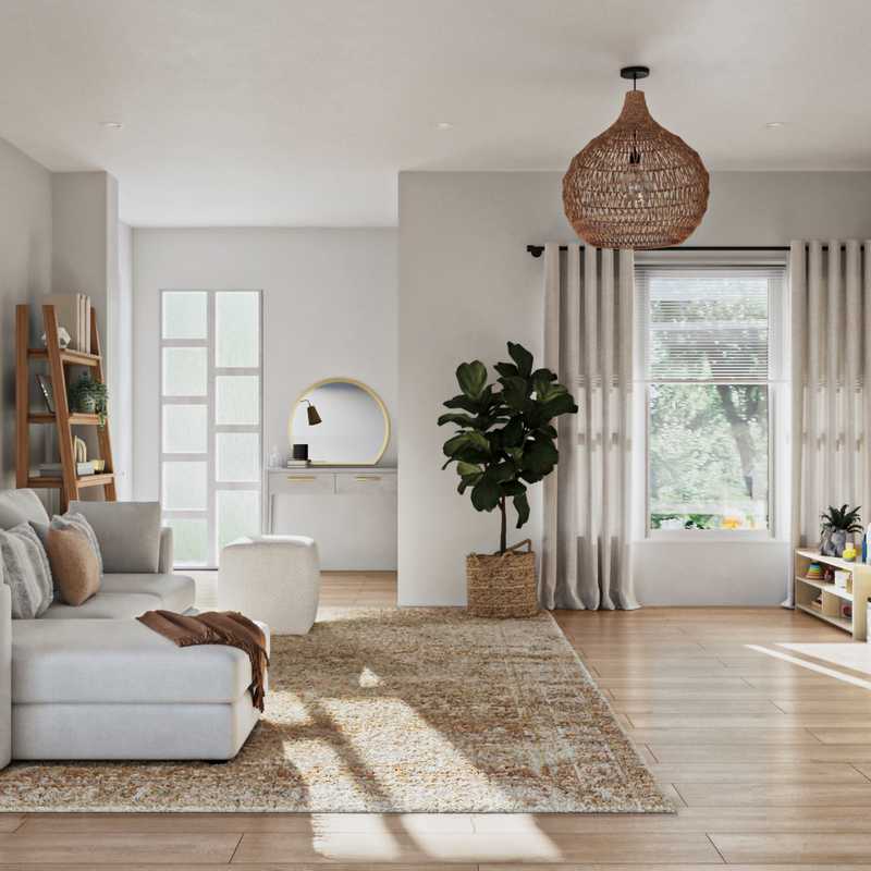 Bohemian, Coastal, Rustic, Transitional, Global Living Room Design by Havenly Interior Designer Tara