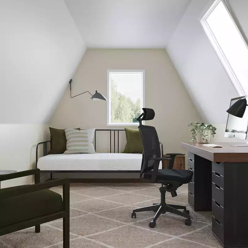 Modern, Bohemian, Industrial, Scandinavian Office Design by Havenly Interior Designer Vye