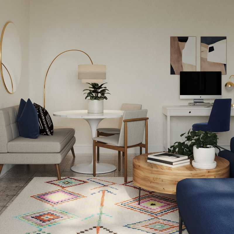 Modern, Bohemian, Midcentury Modern Living Room Design by Havenly Interior Designer Vye