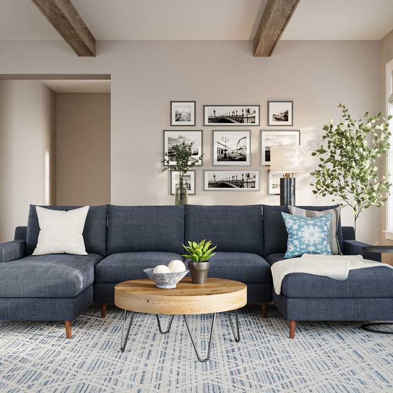 Coastal, Farmhouse Living Room Design by Havenly Interior Designer Tracy
