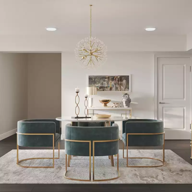 Eclectic, Bohemian, Glam Dining Room Design by Havenly Interior Designer Tara
