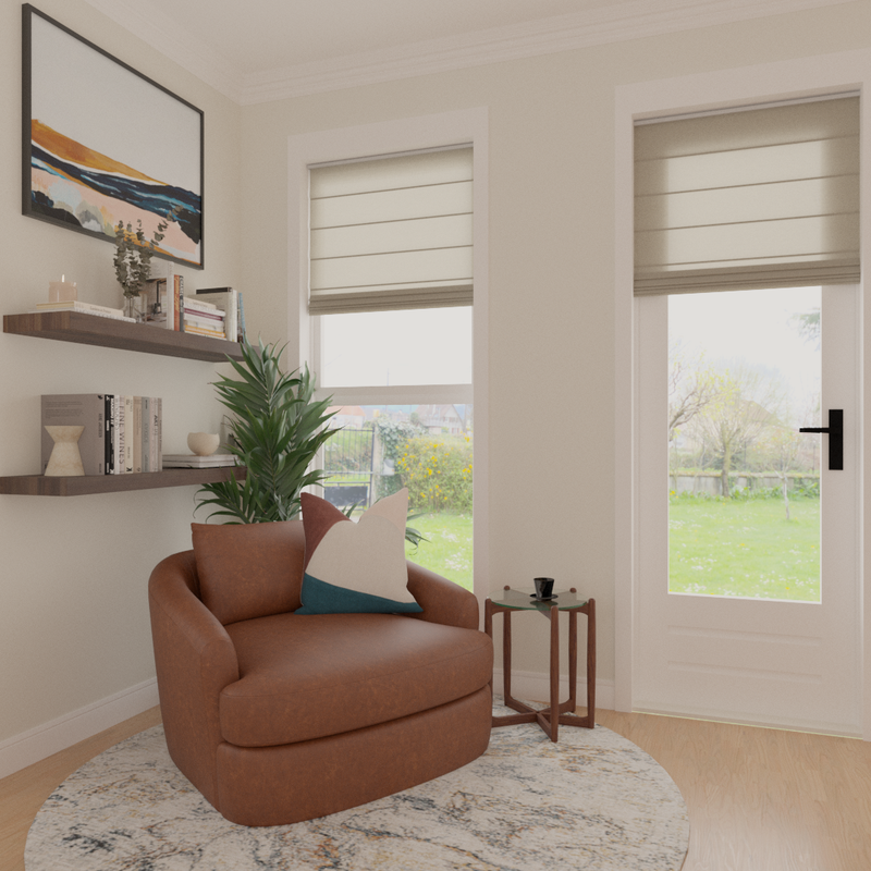 Eclectic, Bohemian, Midcentury Modern Reading Room Design by Havenly Interior Designer Austin