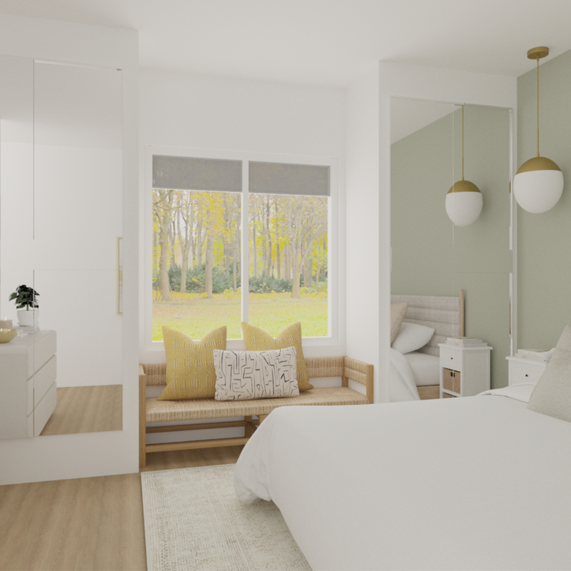 Coastal, Transitional, Midcentury Modern Bedroom Design by Havenly Interior Designer Tara