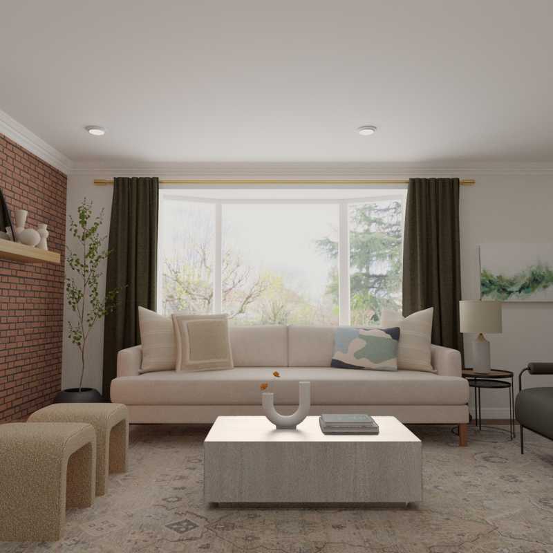 Modern, Bohemian, Coastal, Transitional Living Room Design by Havenly Interior Designer Toussaint