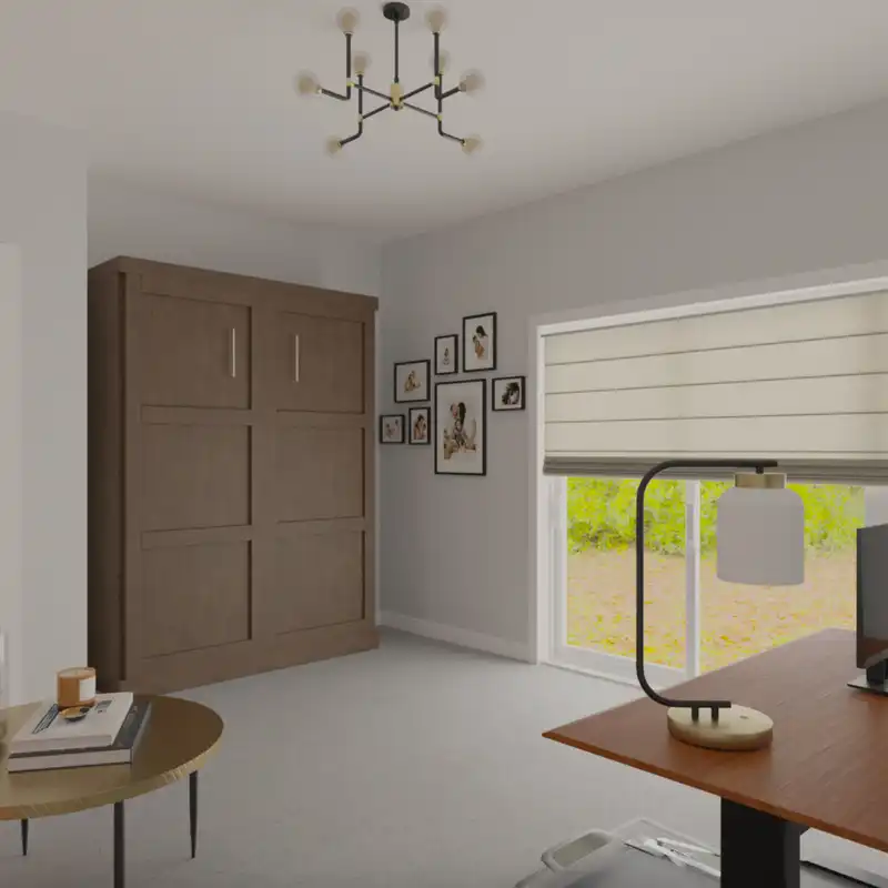 Transitional, Midcentury Modern Office Design by Havenly Interior Designer Valeria