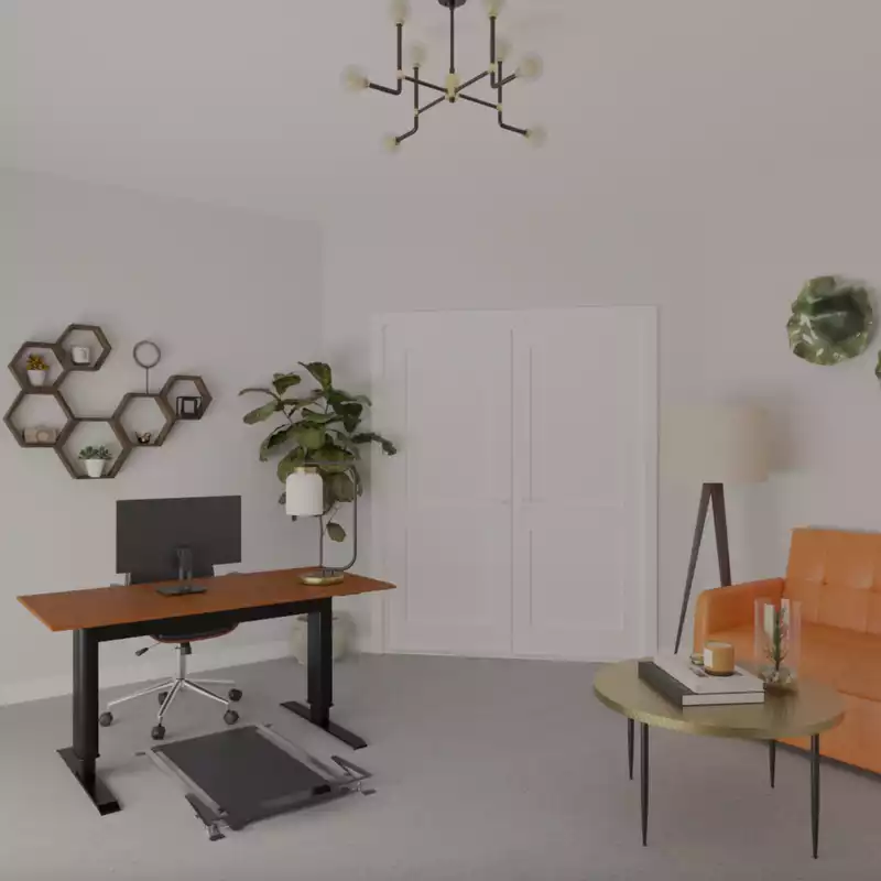 Transitional, Midcentury Modern Office Design by Havenly Interior Designer Valeria