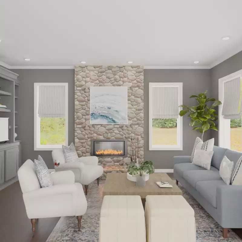 Classic, Coastal, Preppy Living Room Design by Havenly Interior Designer Toussaint