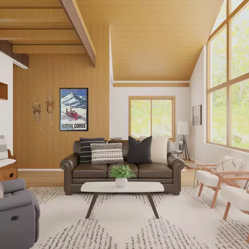 Rustic, Midcentury Modern Living Room Design by Havenly Interior Designer Cristina