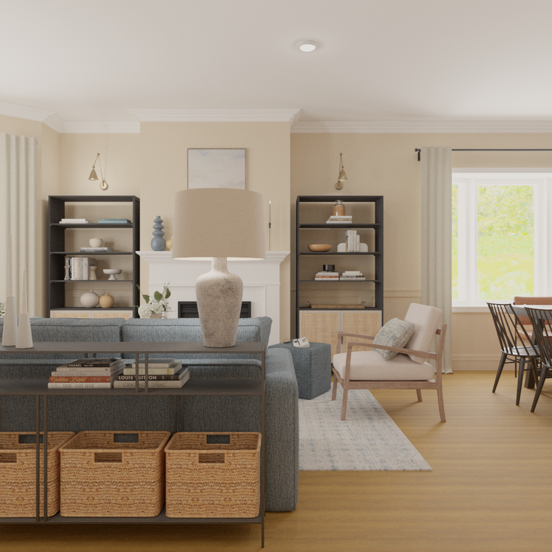 Classic, Coastal, Transitional Living Room Design by Havenly Interior Designer Katie