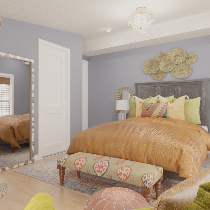 Eclectic, Bohemian, Global Bedroom Design by Havenly Interior Designer Cherish-Joie