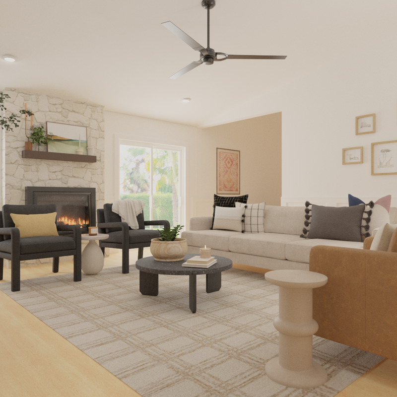 Transitional, Midcentury Modern, Minimal Living Room Design by Havenly Interior Designer Kait