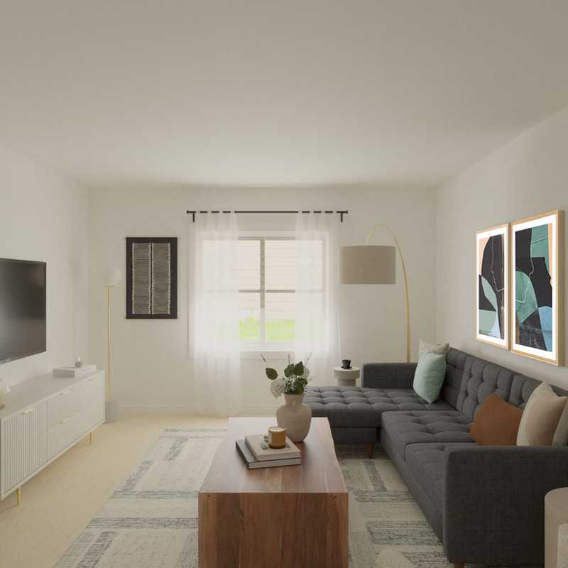 Industrial, Midcentury Modern Living Room Design by Havenly Interior Designer Angie