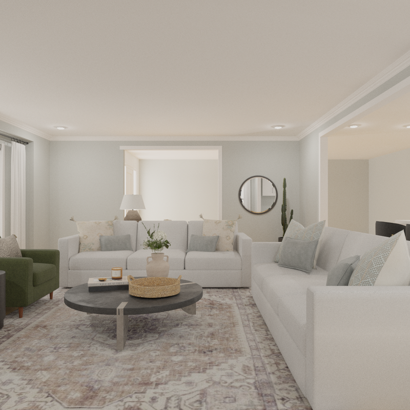 Contemporary, Eclectic, Vintage, Classic Contemporary Living Room Design by Havenly Interior Designer Katie