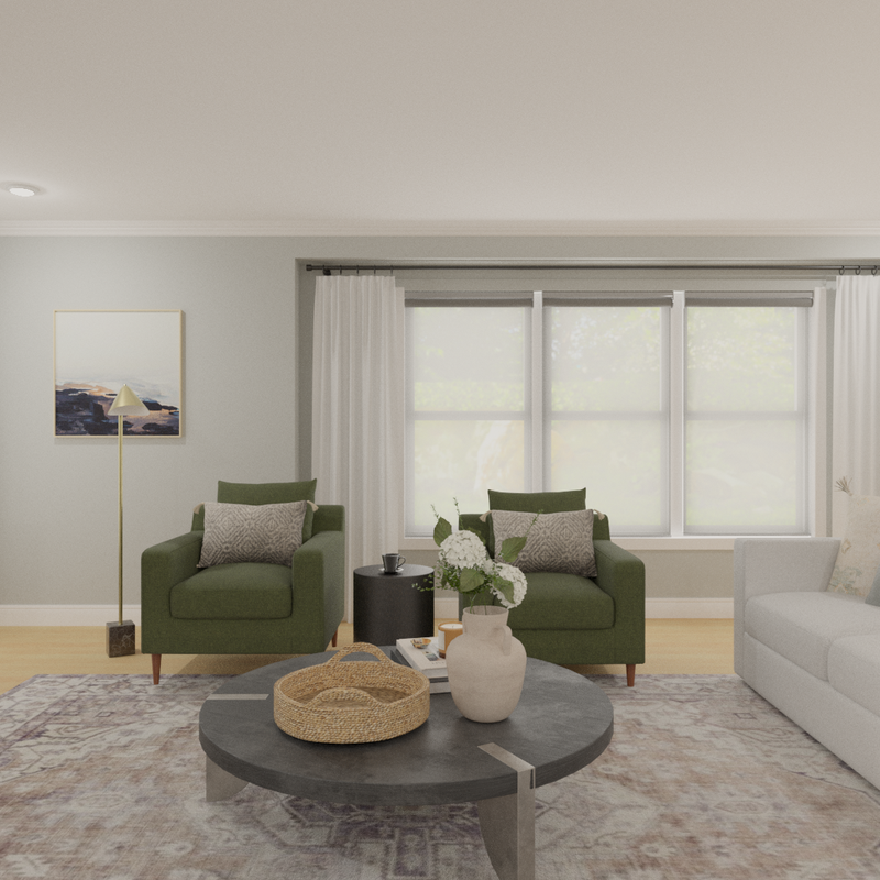 Contemporary, Eclectic, Vintage, Classic Contemporary Living Room Design by Havenly Interior Designer Katie