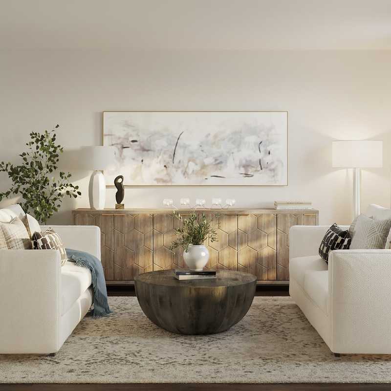 Contemporary, Farmhouse Living Room Design by Havenly Interior Designer Maura