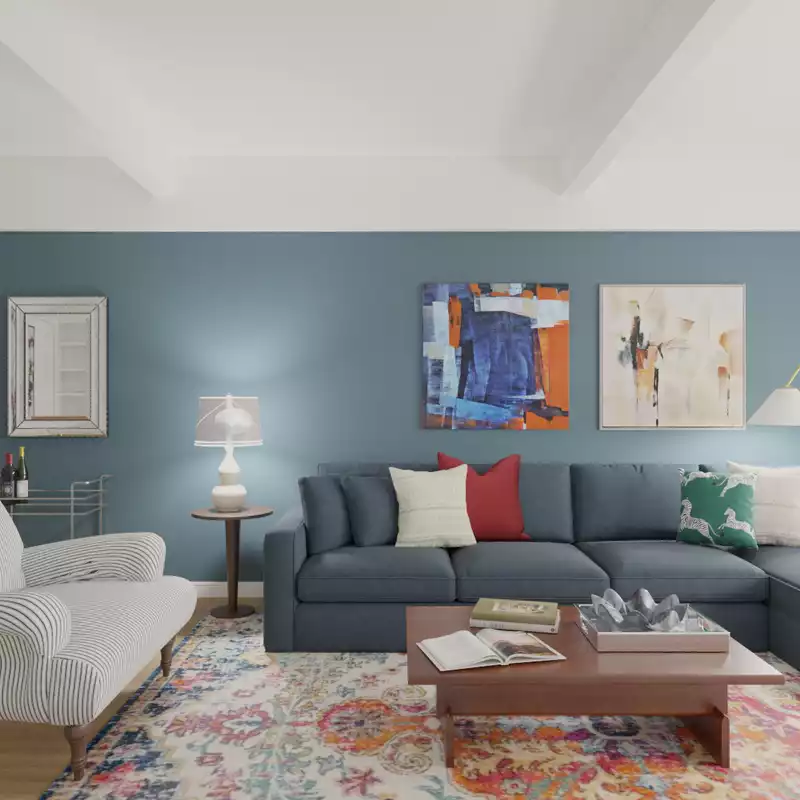 Traditional, Preppy Living Room Design by Havenly Interior Designer Angie