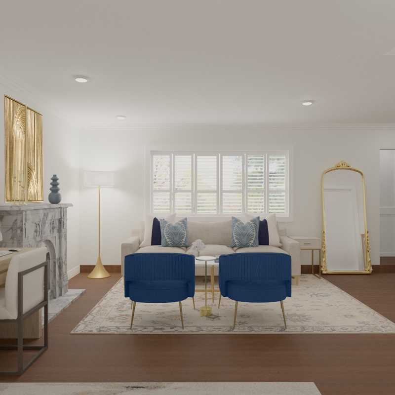 Modern, Farmhouse, Transitional, Midcentury Modern Living Room Design by Havenly Interior Designer Toussaint