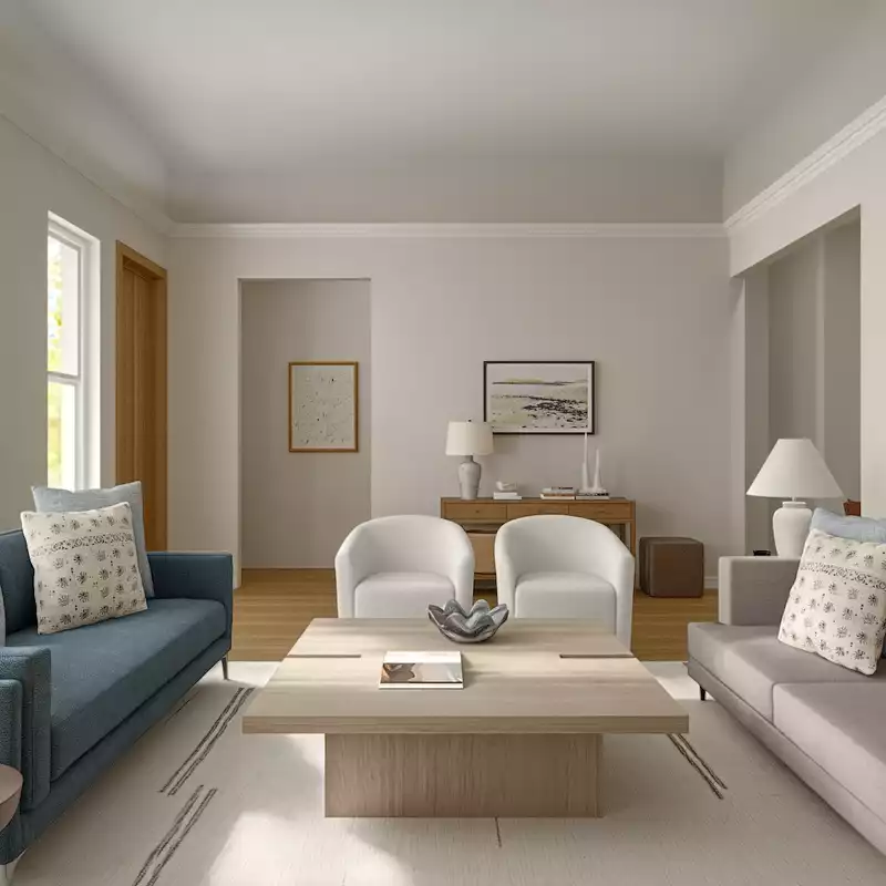 Farmhouse, Midcentury Modern Living Room Design by Havenly Interior Designer Florencia