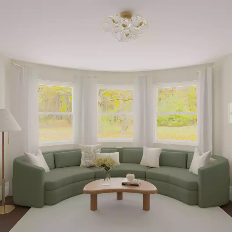 Bohemian, Glam, Transitional, Midcentury Modern, Preppy Living Room Design by Havenly Interior Designer Toussaint