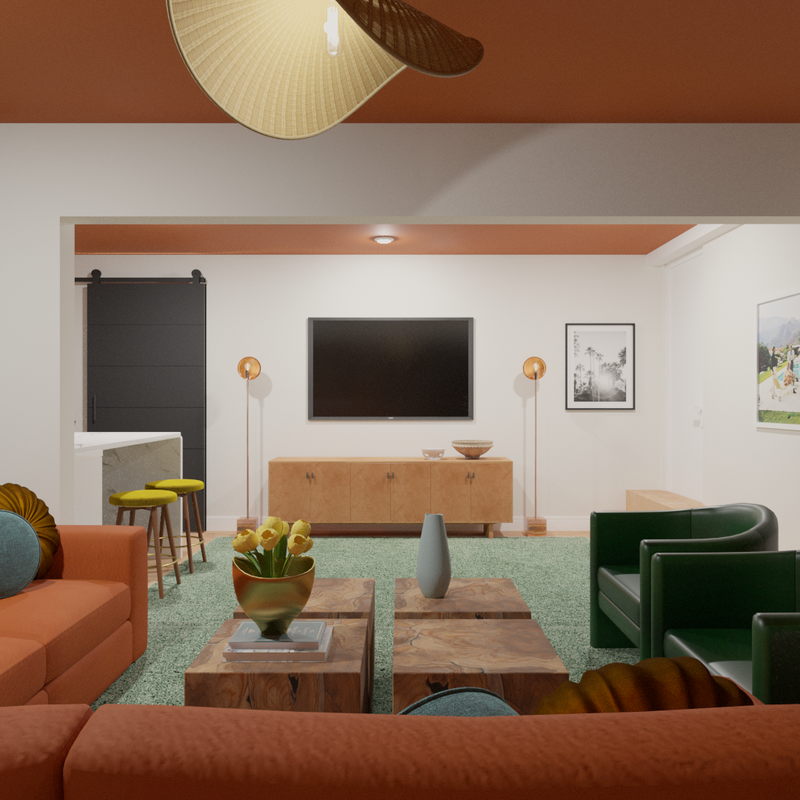 Eclectic, Bohemian, Vintage, Midcentury Modern Living Room Design by Havenly Interior Designer Alix