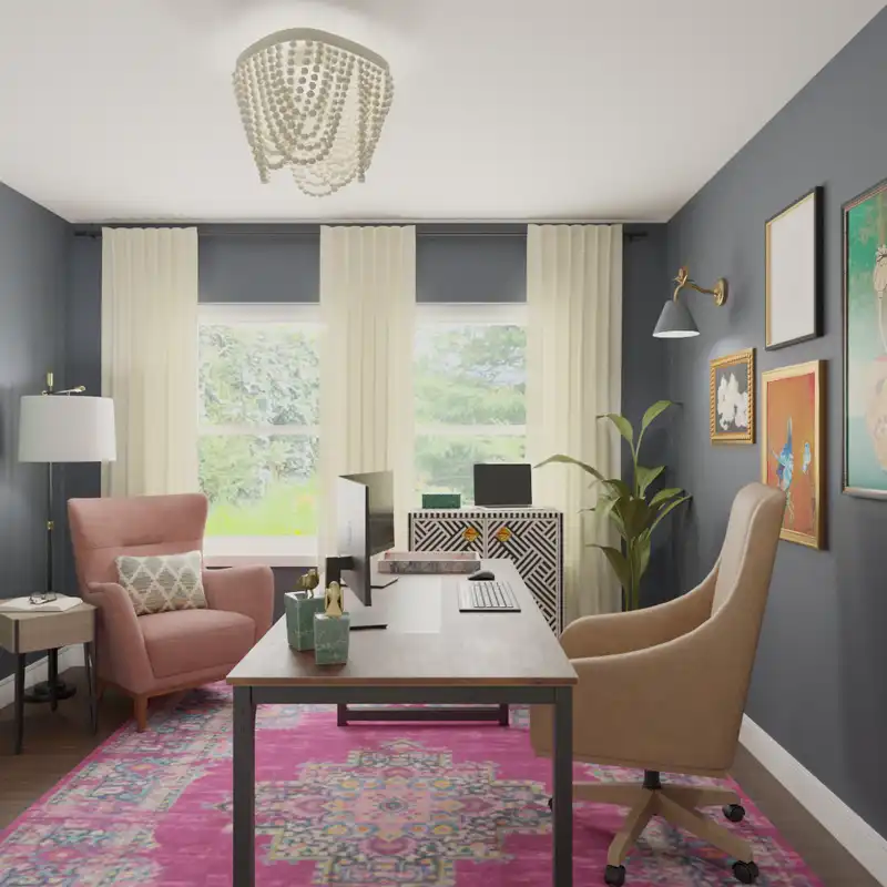 Eclectic, Transitional Office Design by Havenly Interior Designer Jamile