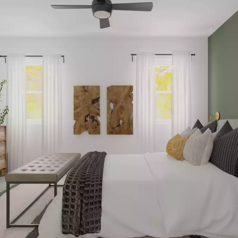 Bohemian, Midcentury Modern, Scandinavian Bedroom Design by Havenly Interior Designer Tara