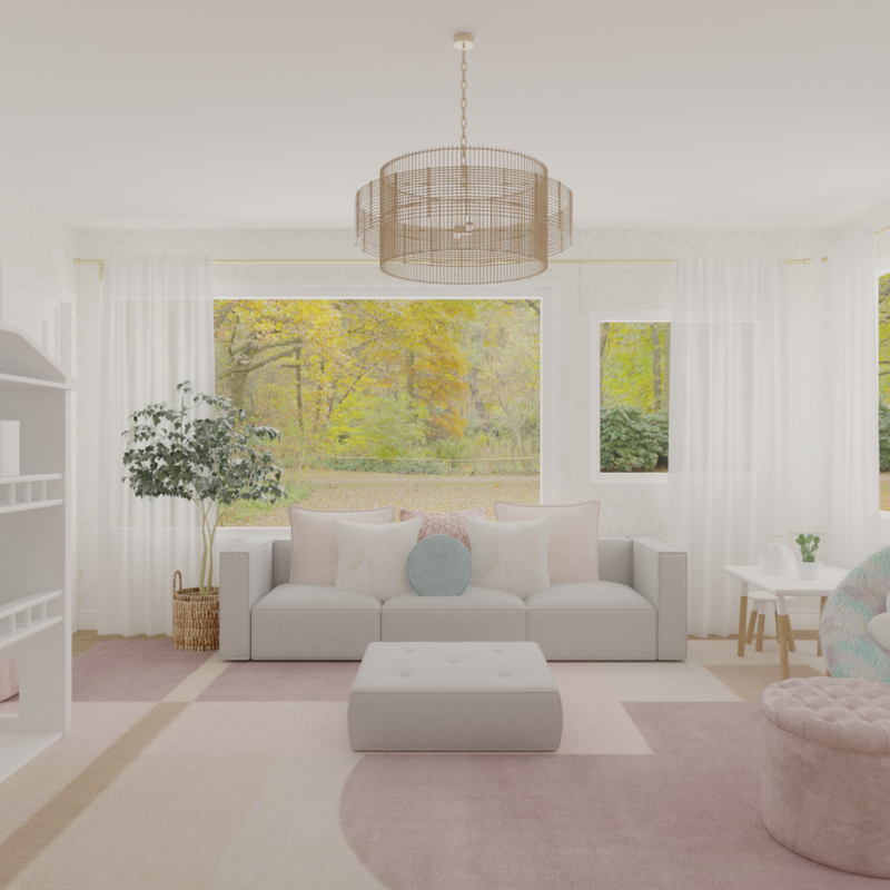 Bohemian, Preppy, Scandinavian Playroom Design by Havenly Interior Designer Tara