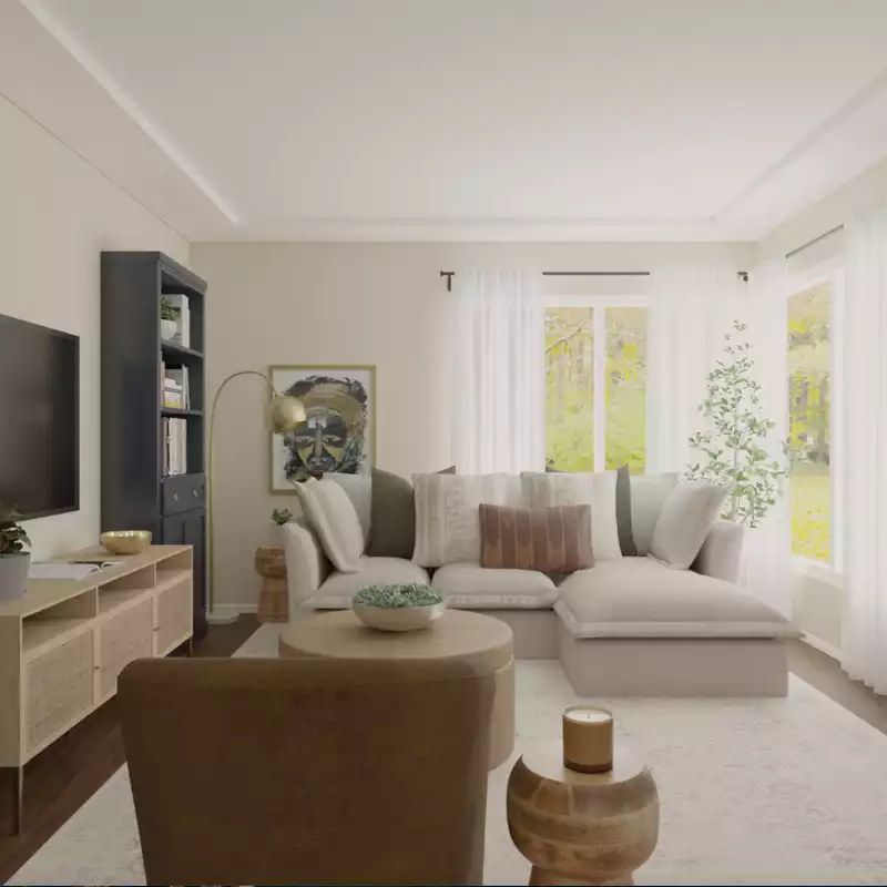 Eclectic, Bohemian, Rustic, Transitional Living Room Design by Havenly Interior Designer Tara