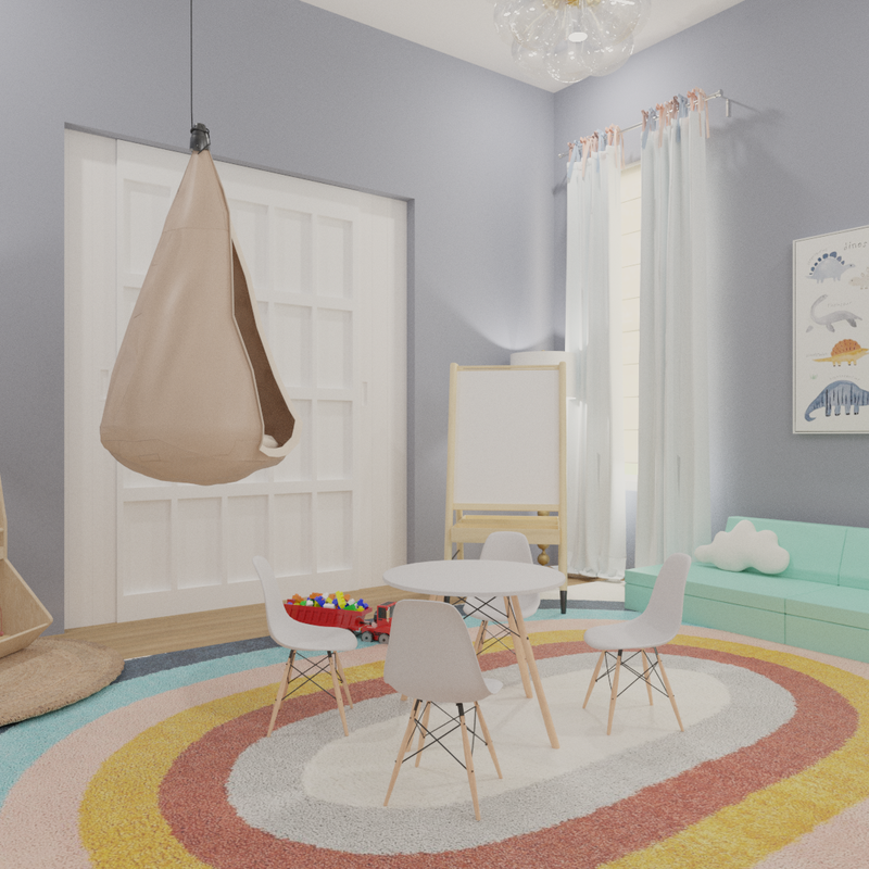 Modern, Bohemian, Classic Contemporary Playroom Design by Havenly Interior Designer Sana