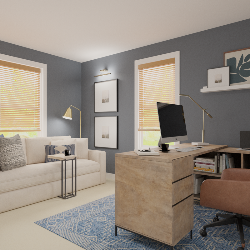 Contemporary, Midcentury Modern Office Design by Havenly Interior Designer Ashley