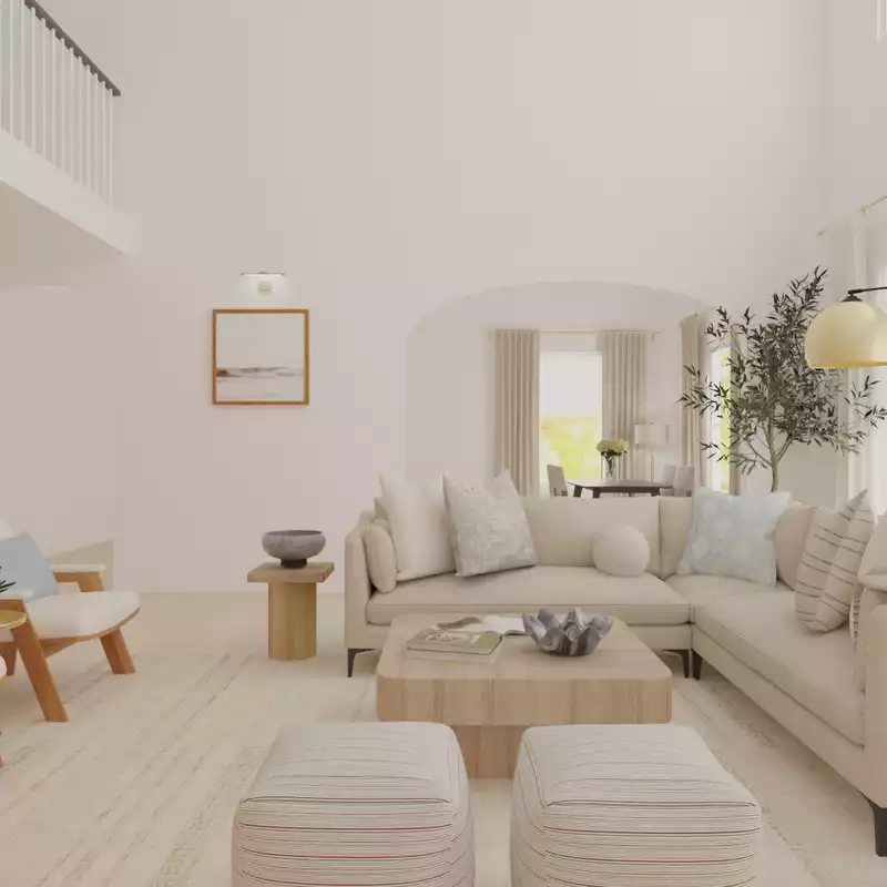 Bohemian, Coastal, Transitional, Scandinavian Living Room Design by Havenly Interior Designer Sana