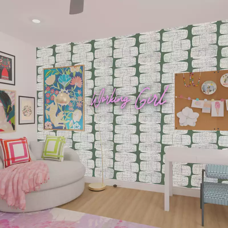 Eclectic, Midcentury Modern Office Design by Havenly Interior Designer Jamie