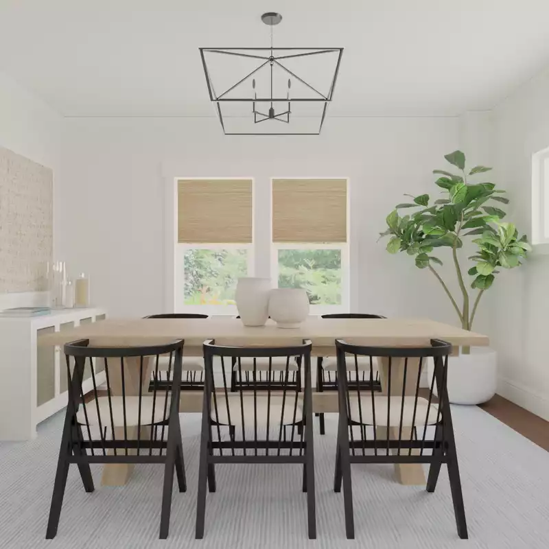 Coastal, Transitional Dining Room Design by Havenly Interior Designer Toussaint