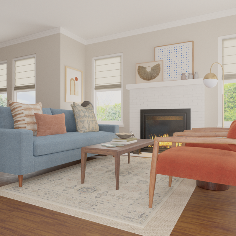 Eclectic, Vintage, Midcentury Modern Living Room Design by Havenly Interior Designer Roslyn