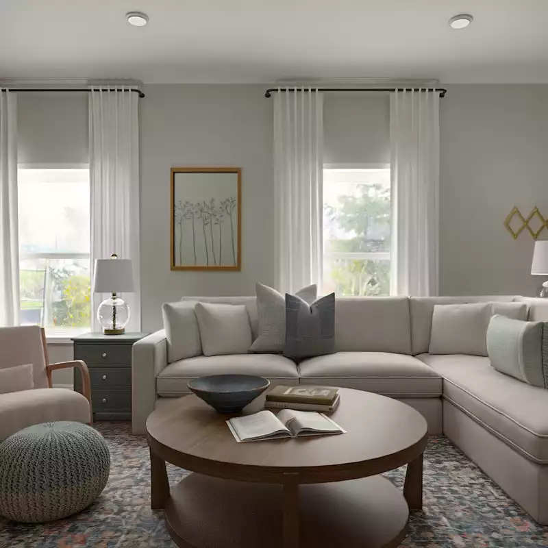 Farmhouse Living Room Design by Havenly Interior Designer Alyssa