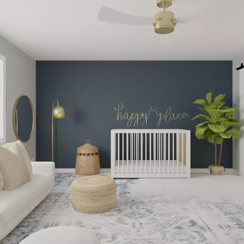 Contemporary, Bohemian, Rustic, Scandinavian, California Cool Nursery Design by Havenly Interior Designer Tara