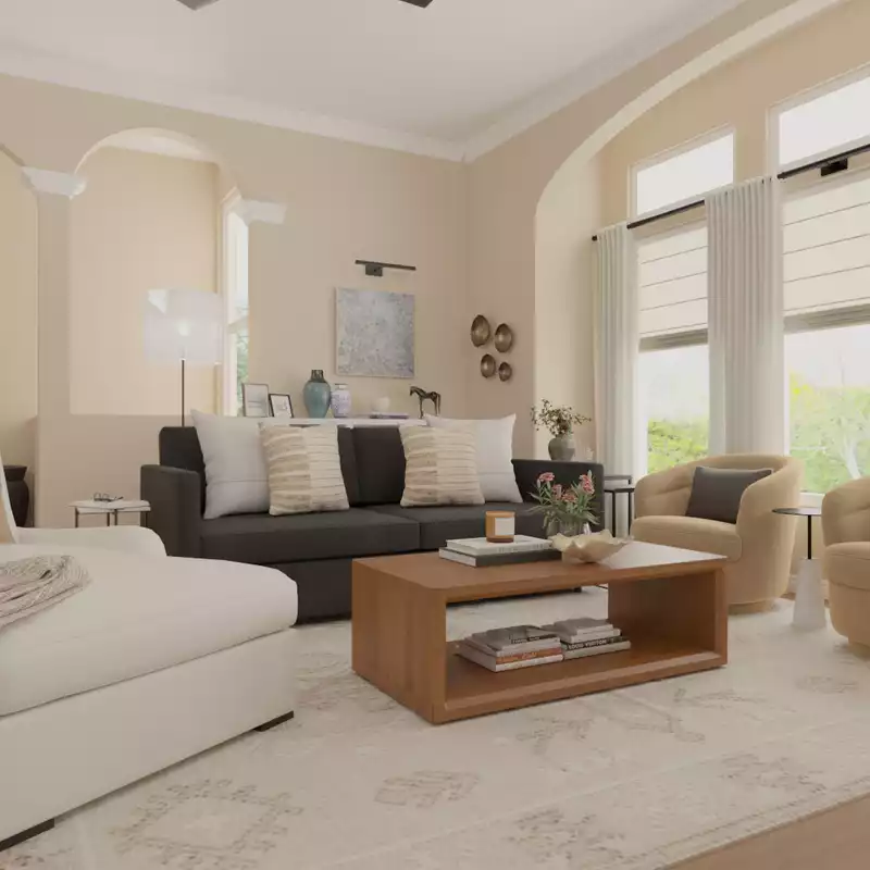Modern, Eclectic, Transitional Living Room Design by Havenly Interior Designer Roslyn