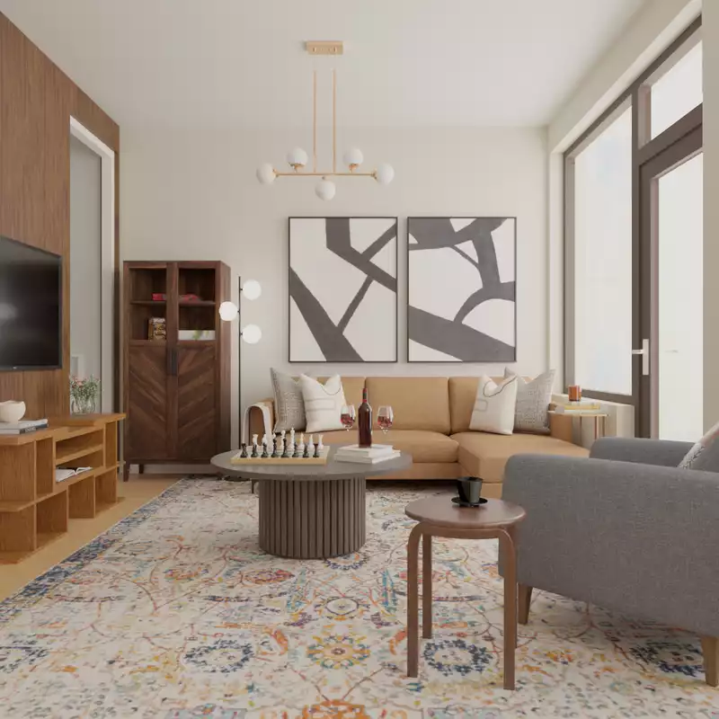 Industrial, Midcentury Modern Living Room Design by Havenly Interior Designer Kelly