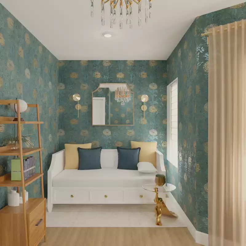 Contemporary, Bohemian, Glam, Transitional Office Design by Havenly Interior Designer Alana