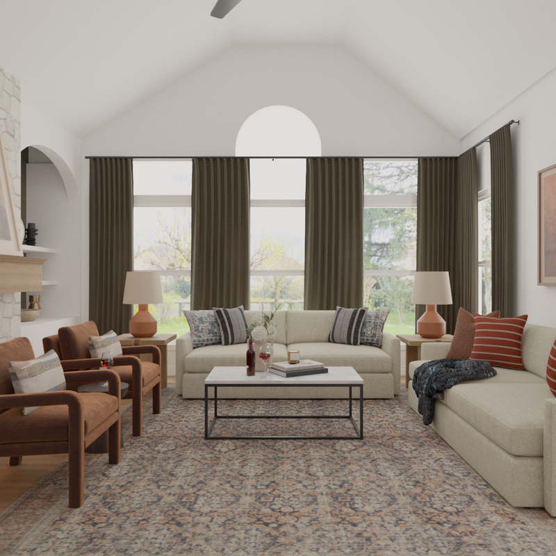 Eclectic, Transitional Living Room Design by Havenly Interior Designer Alix