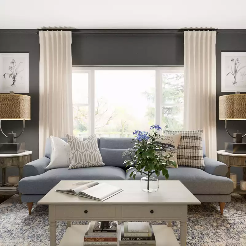 Traditional, Modern Cottage, Traditional Charm Living Room Design by Havenly Interior Designer Maria