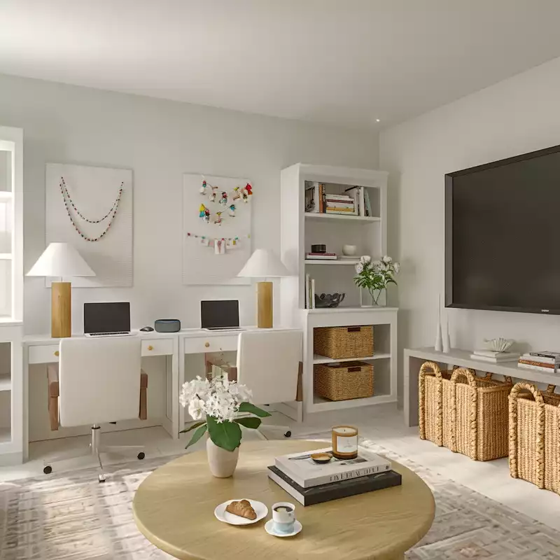 Farmhouse, Warm Transitional Playroom Design by Havenly Interior Designer Florencia